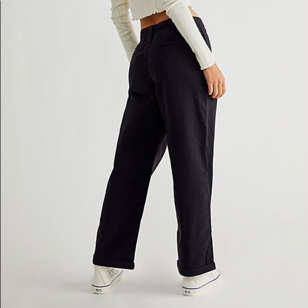 FREE PEOPLE — THE RELAXED BOYFRIEND CHINO PANTS, BLACK, SIZE US 25 - Picture 3 of 12